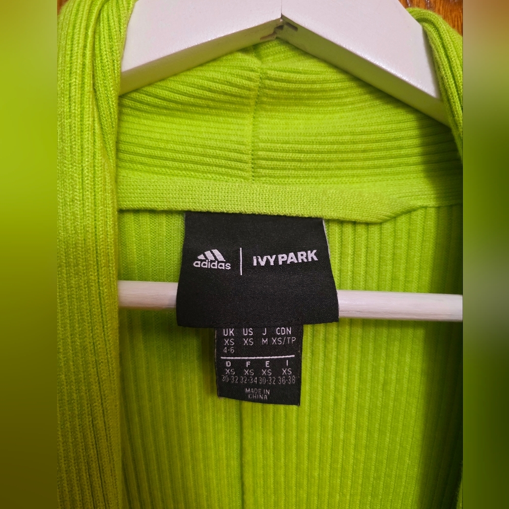 Adidas x Ivy Park Knit Rib Robe in semi solar slime Size XS - Picture 8 of 10
